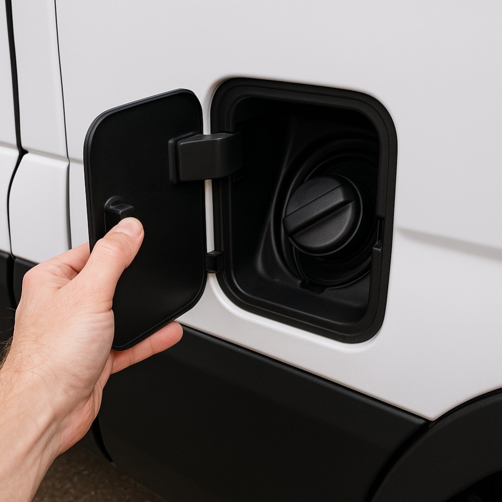 How do I open the fuel filler flap on my Iveco Daily?
